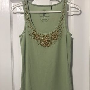 Green beaded tank top